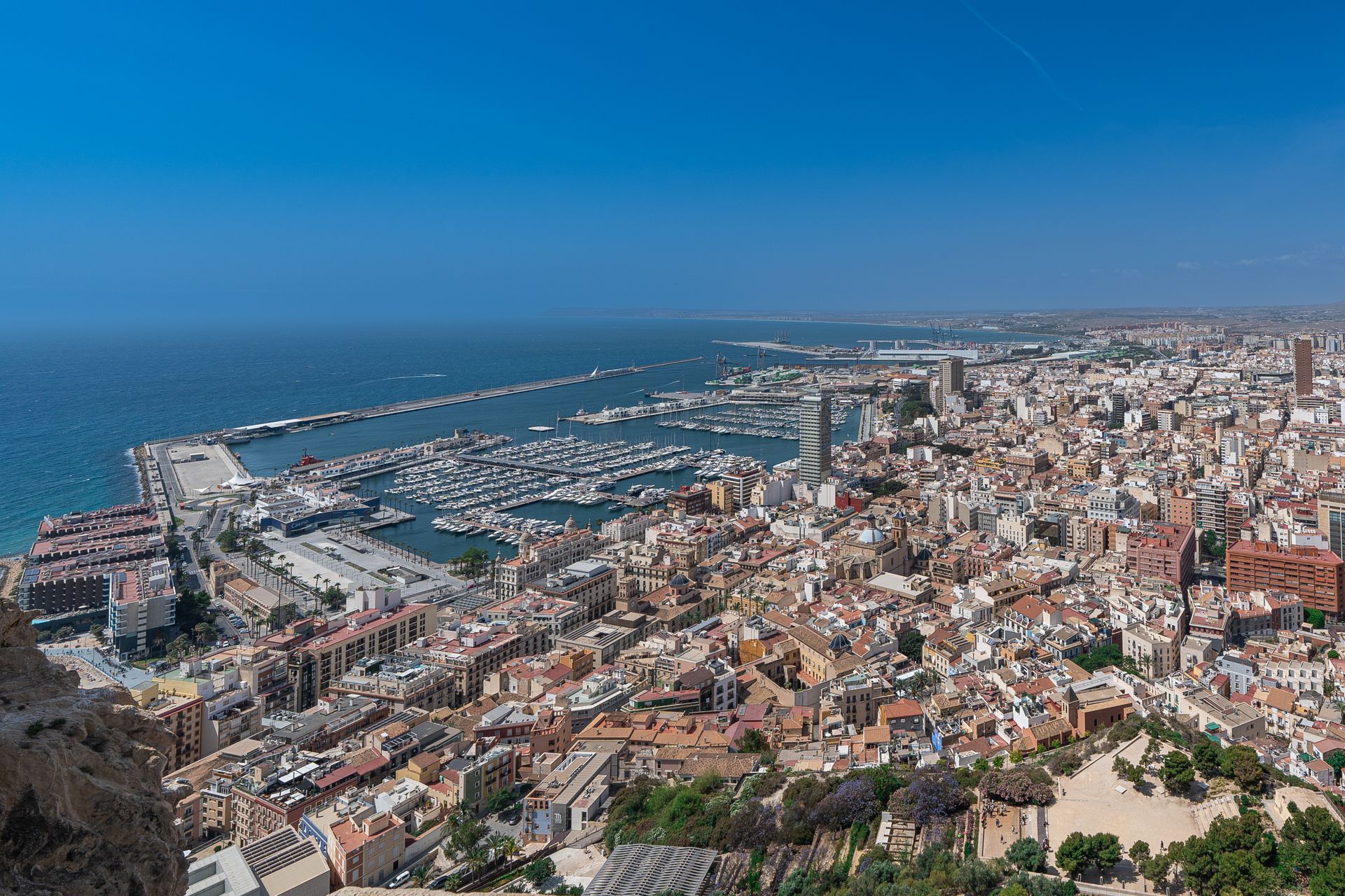 View over Alicante and its marina from Mount Benacantil